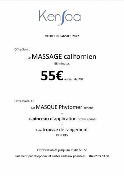 Massage californien masque Phytomer institut de beauté massage kensoa montpellier